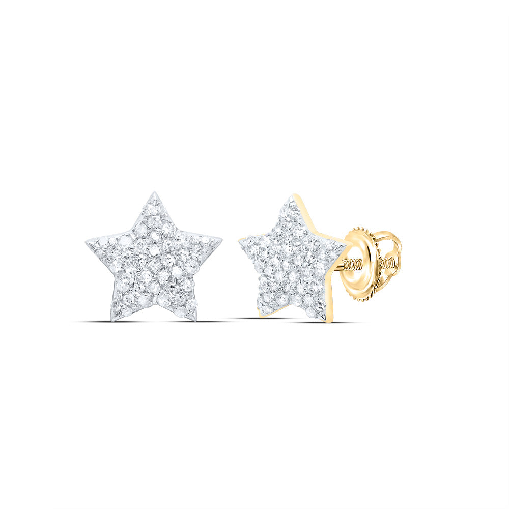 10kt Yellow Gold 1/4 Cttw Natural Diamond Star Earring