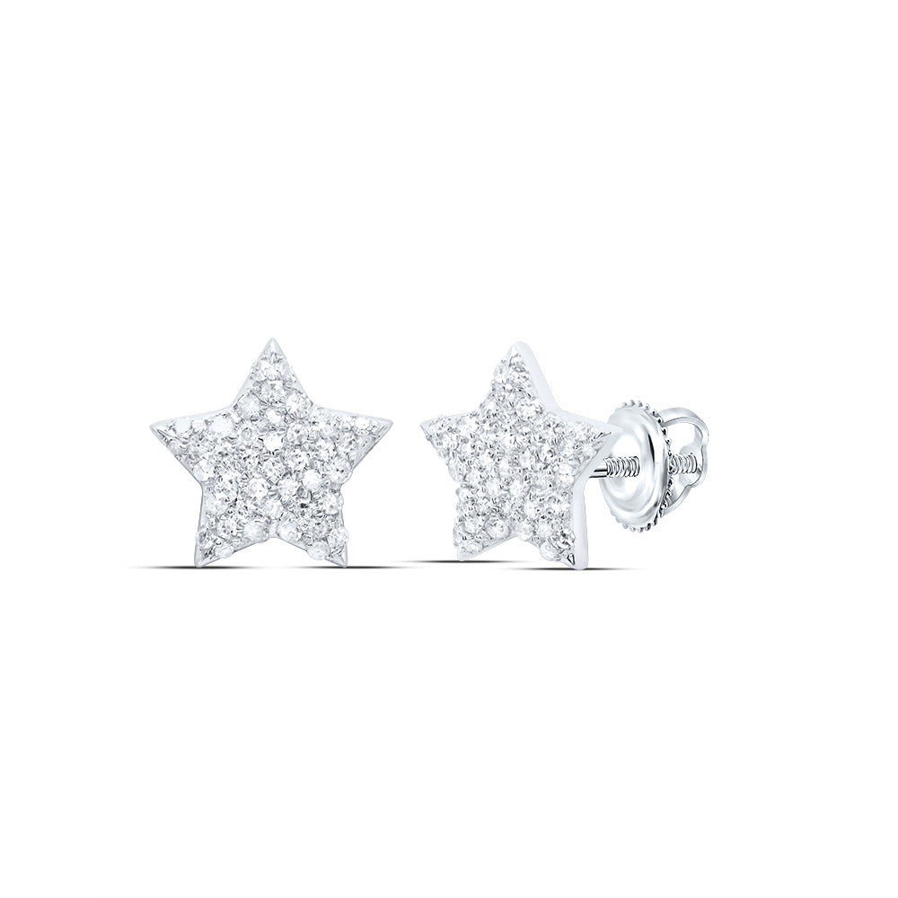 10kt White Gold 1/4 Cttw Natural Diamond Star Earring