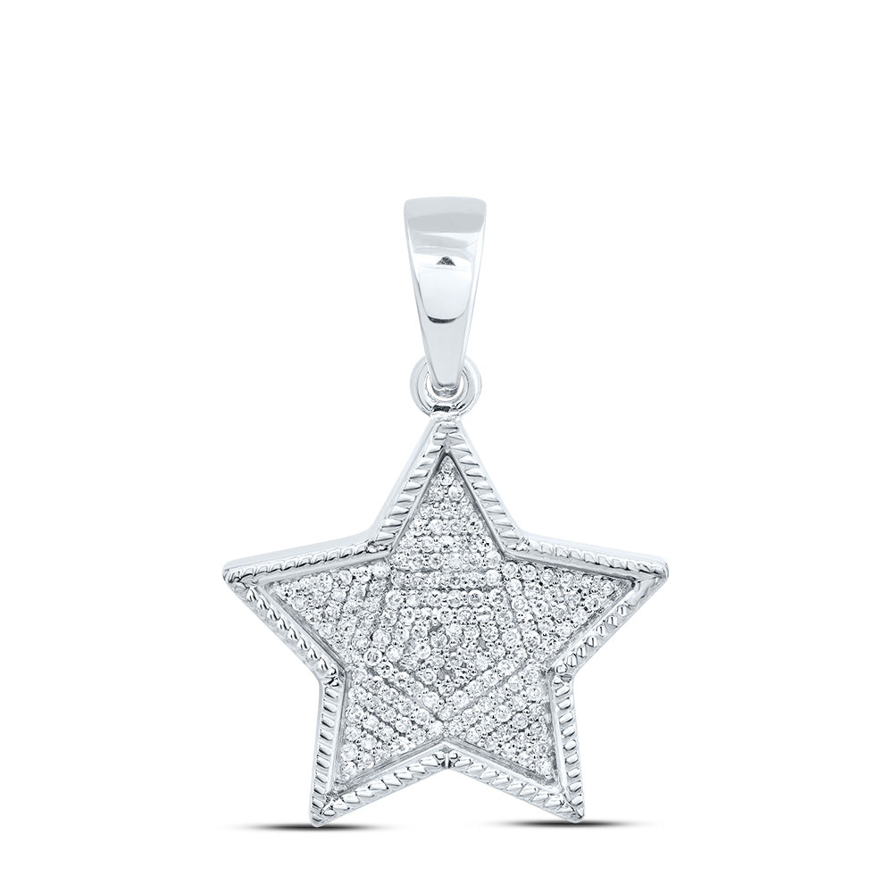 10kt White Gold 3/8 Cttw Natural Diamond Star Pendant