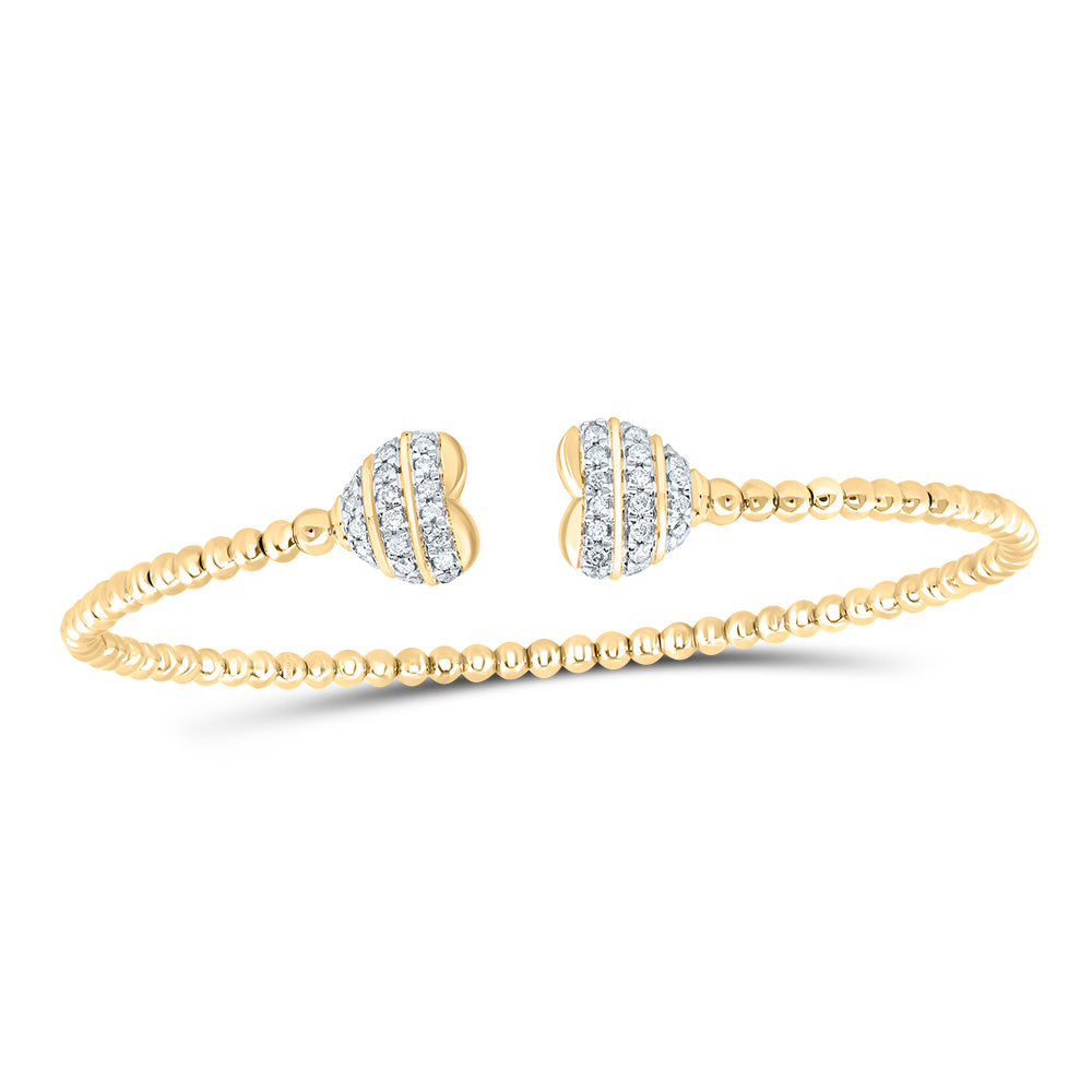 14kt Yellow Gold 1/4 Cttw Natural Diamond Fashion Heart Bangle (65x52 Mm)