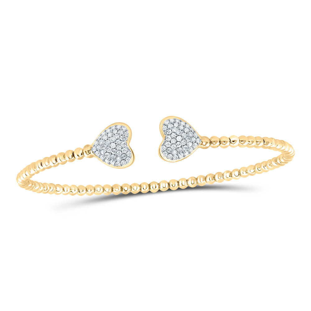 14kt Yellow Gold 1/3 Cttw Natural Diamond Fashion Heart Bangle (65x52 Mm)