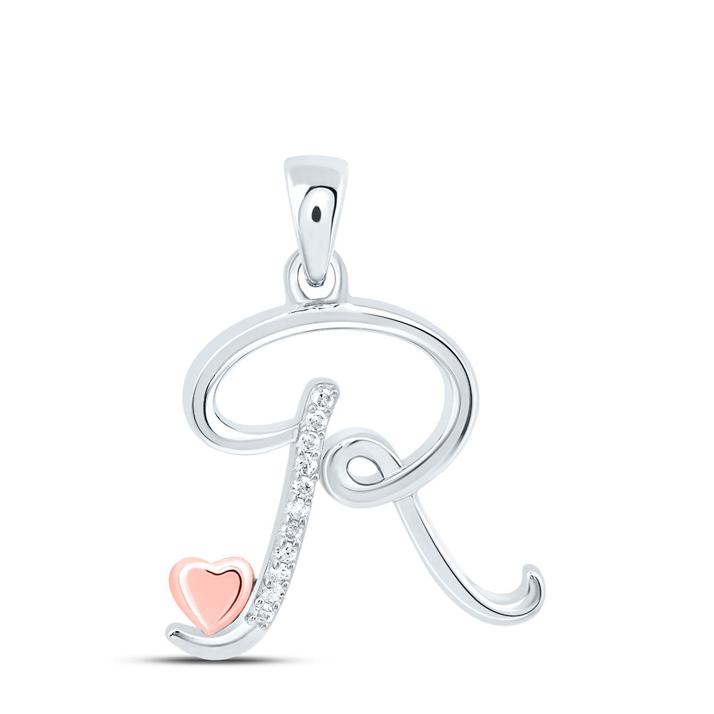 Sterling Silver Natural Diamond Initial Pendant