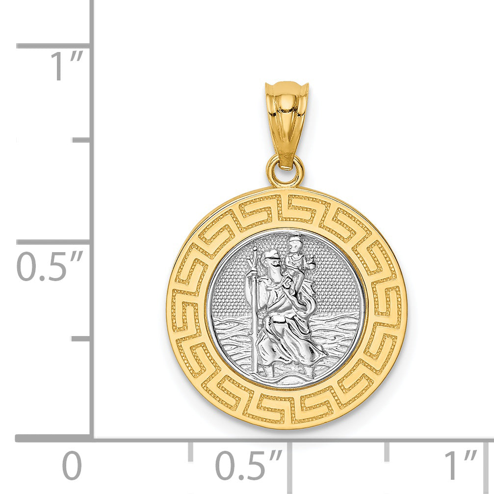 14k Yellow Gold and Rhodium St. Christopher Medal