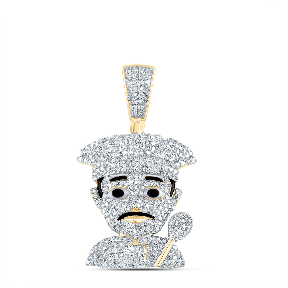 10kt Yellow Gold 1 1/2 Cttw Natural Diamond Fashion Chef Mens Charm