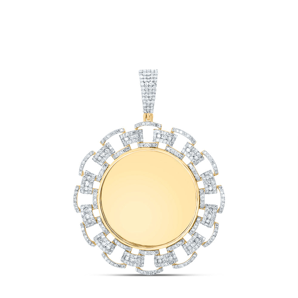 10kt Yellow Gold 1 3/8 Cttw Natural Diamond Circle Memory Mens Charm