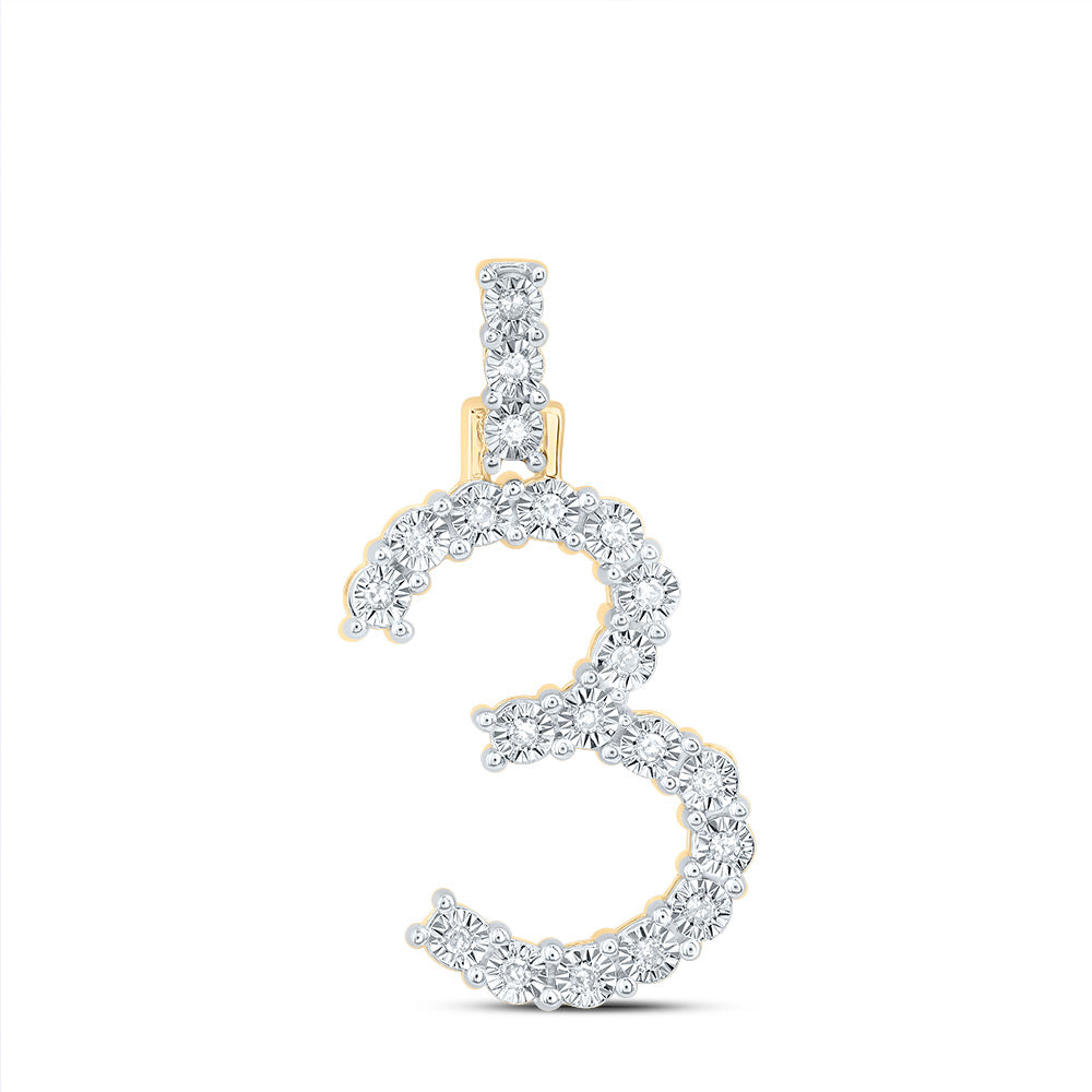 10kt Yellow Or White Gold Natural Diamond Number Pendant