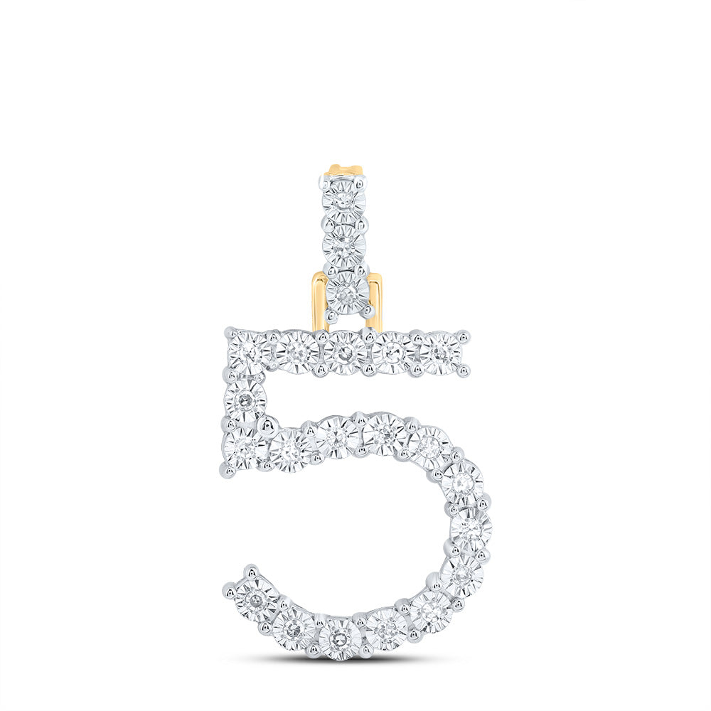 10kt Yellow Or White Gold Natural Diamond Number Pendant