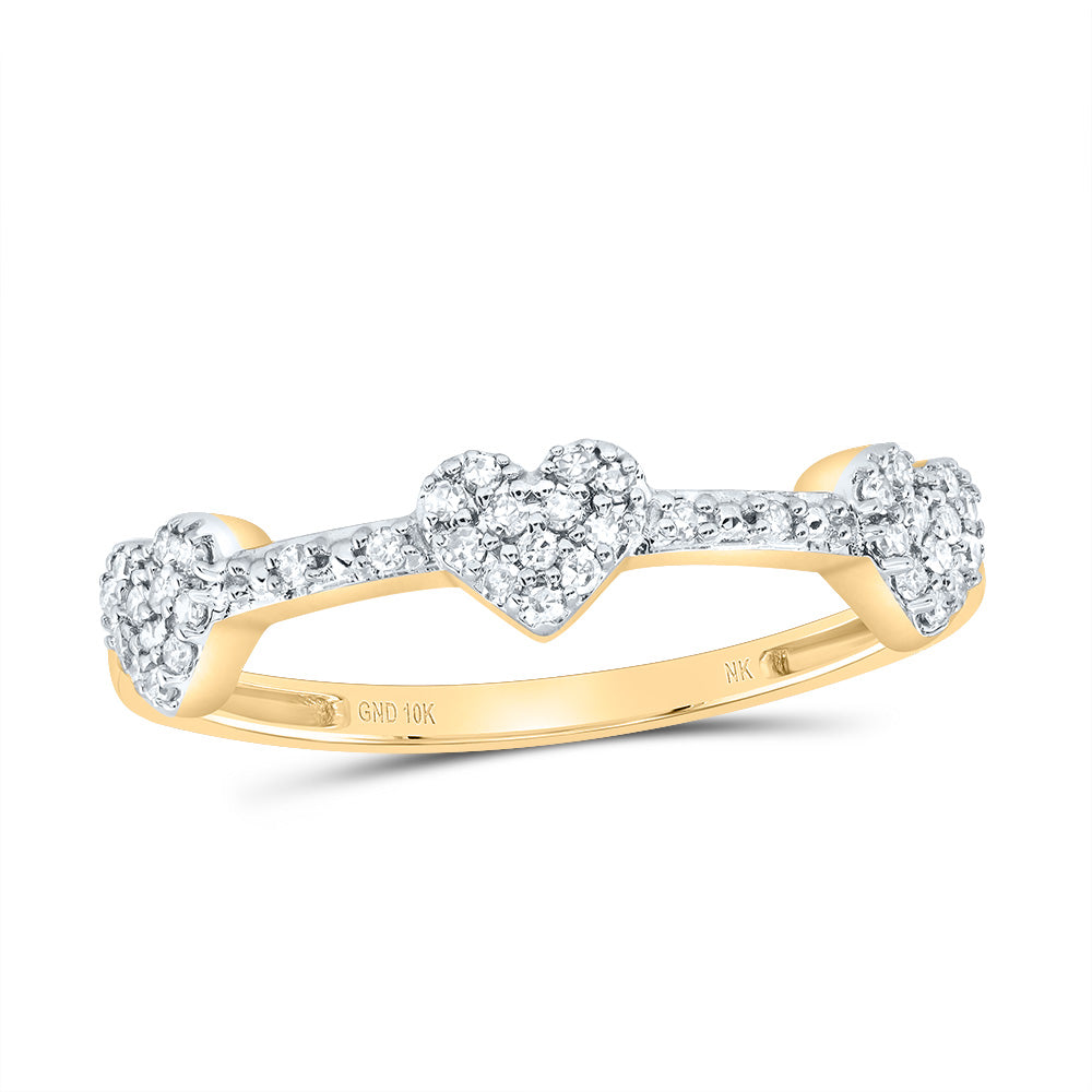 10kt Yellow Gold 1/6 Cttw Natural Diamond Heart Wedding Engagement Anniversary Ring, Women Size: 5-9