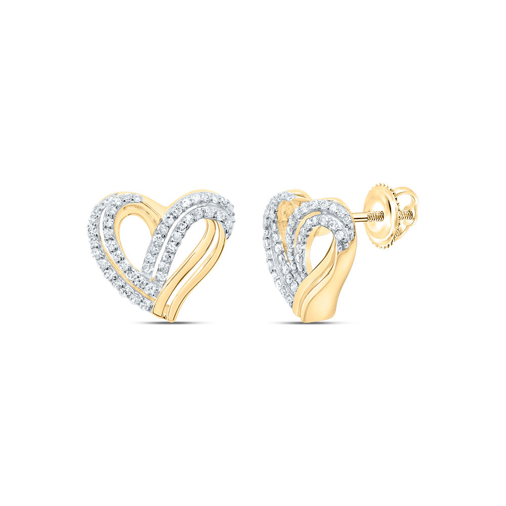 10kt Yellow Or White Or Rose Gold Natural Diamond Heart Earring