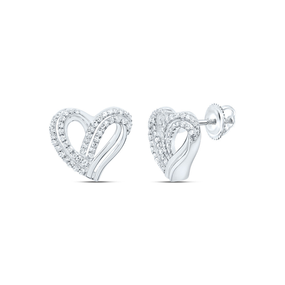 10kt Yellow Or White Or Rose Gold Natural Diamond Heart Earring