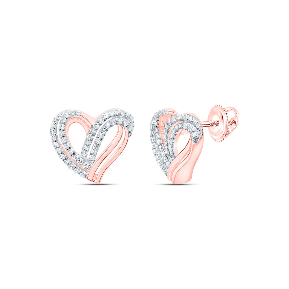 10kt Yellow Or White Or Rose Gold Natural Diamond Heart Earring