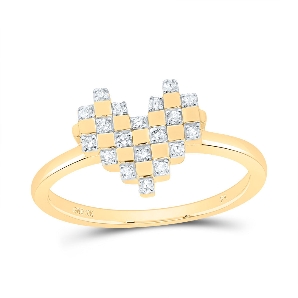 10kt Yellow Gold 1/8 Cttw Natural Diamond Heart Wedding Engagement Anniversary Ring, Women Size: 5-9
