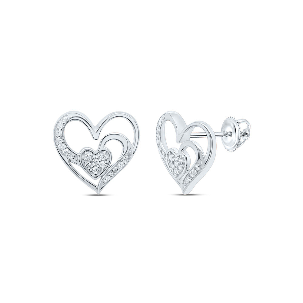 10kt Yellow Or White Gold Natural Diamond Heart Earring