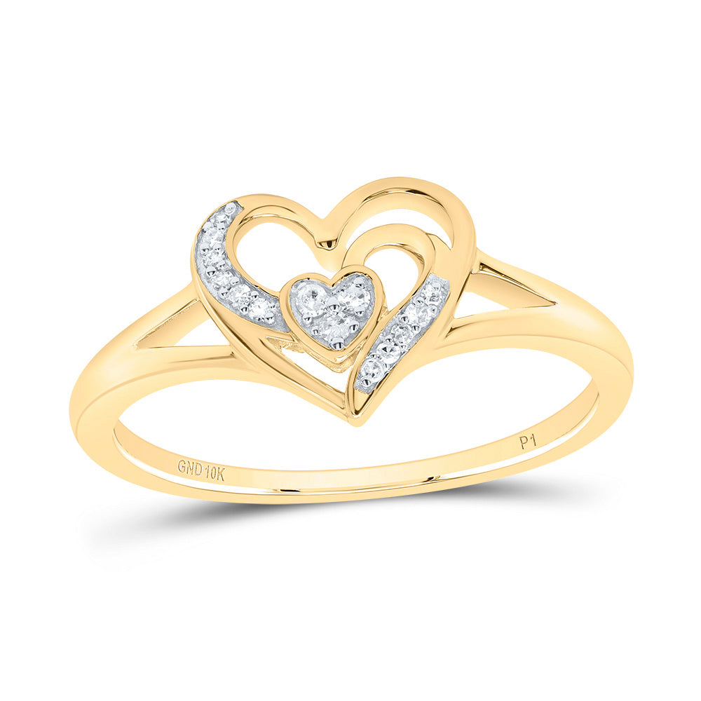 10kt Yellow Gold 1/20 Cttw Natural Diamond Heart Wedding Engagement Anniversary Ring, Women Size: 5-9