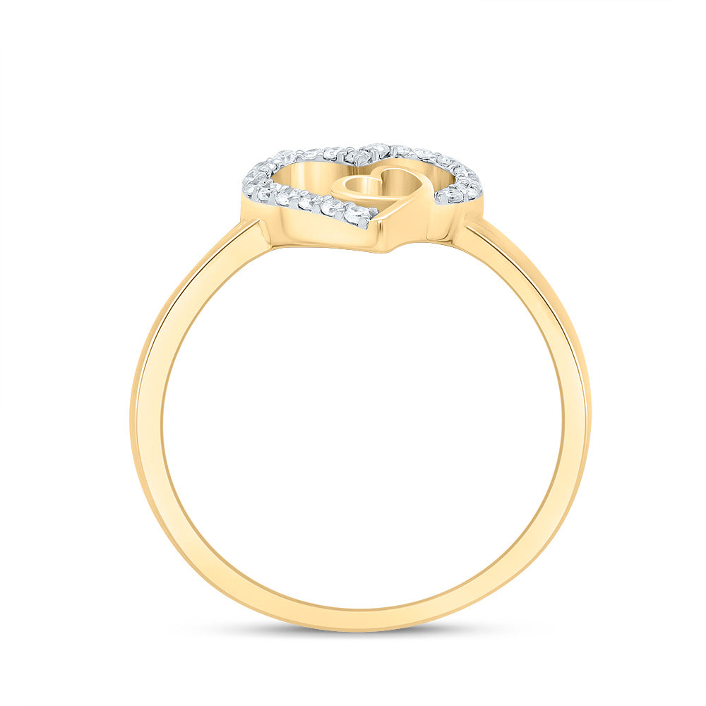 10kt Yellow Gold 1/8 Cttw Natural Diamond Heart Wedding Engagement Anniversary Ring, Women Size: 5-9