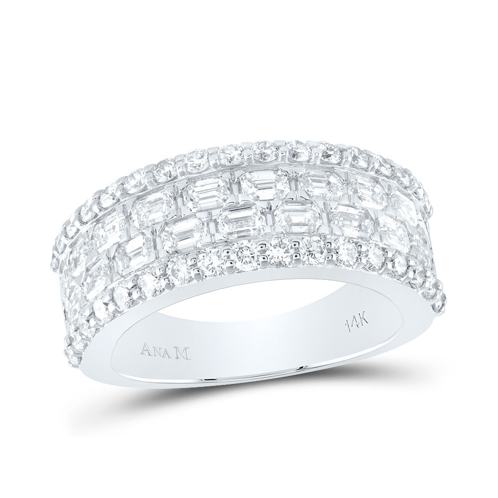 14kt White Gold 2 1/3 Cttw Natural Diamond Ana M Wedding Engagement Anniversary Band, Women Size: 5-9