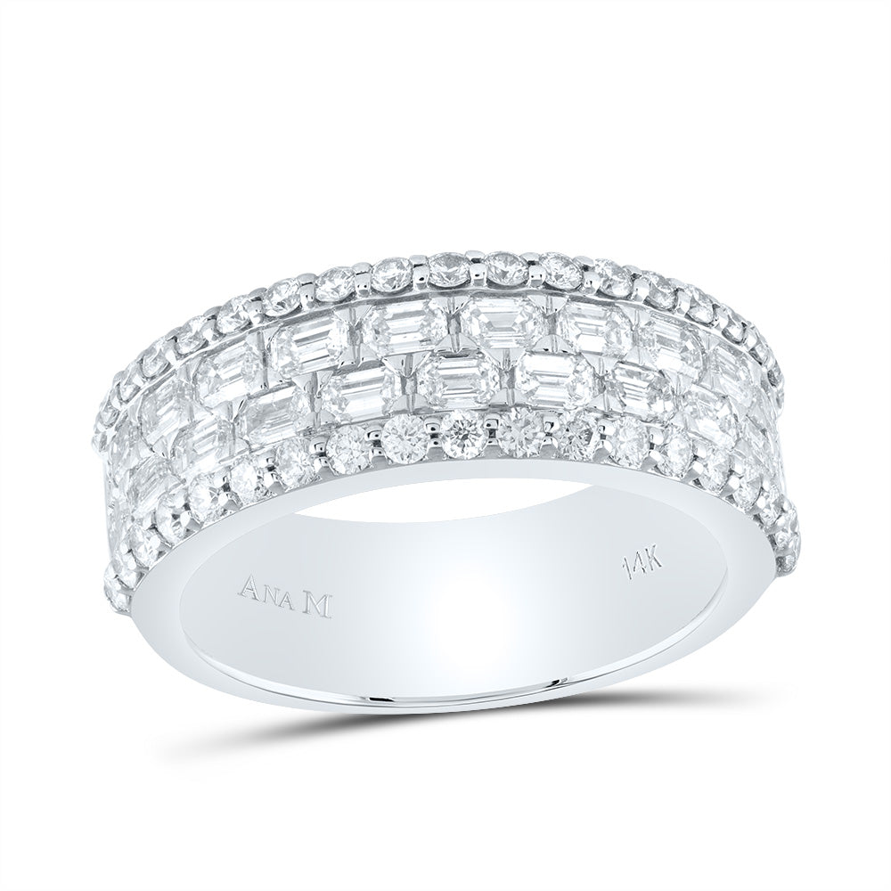 14K White Gold 2 5/8 Ctw Natural Diamond Am Mens Band, Mens Size: 8-12