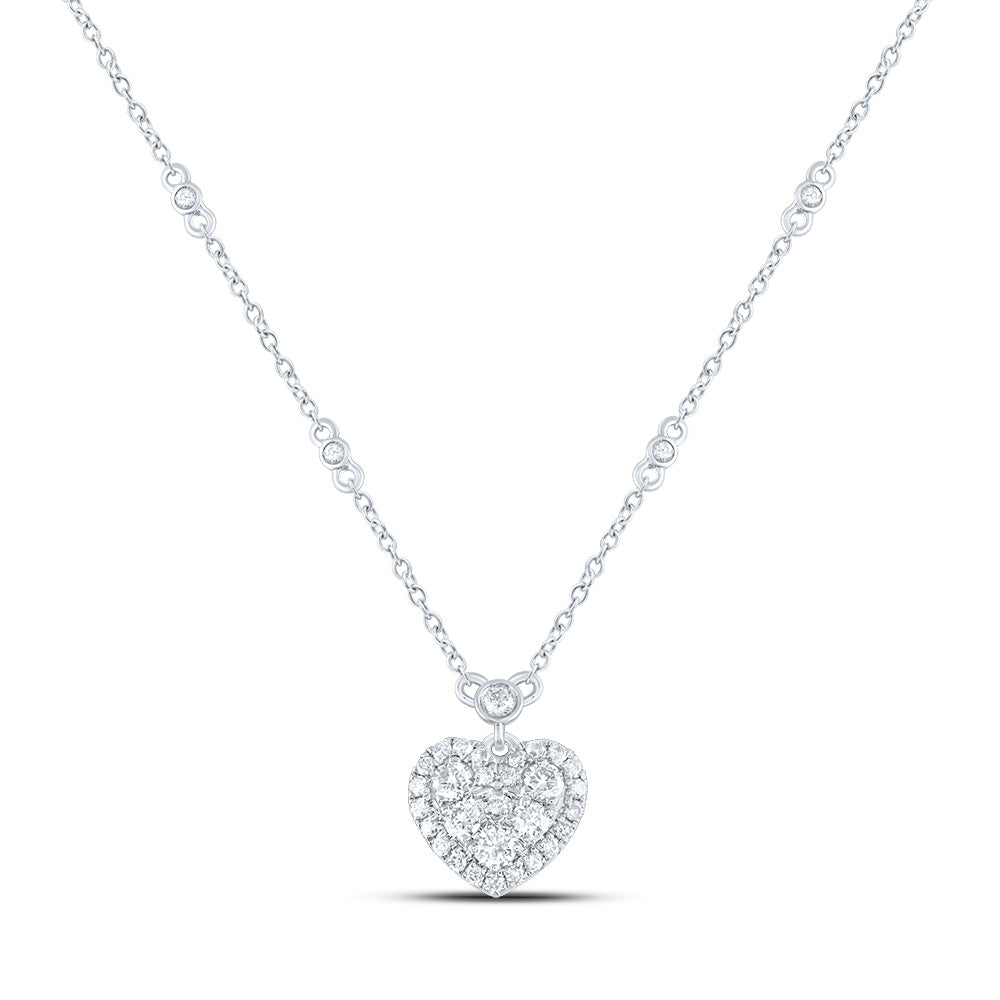14kt Yellow Or White Or Rose Gold Natural Diamond Fashion Heart Necklace, Length: 18 Inch