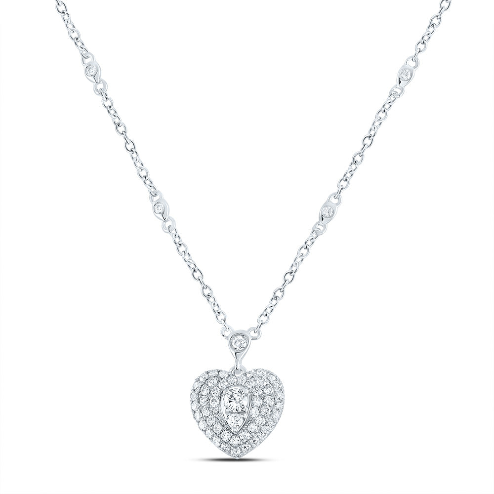 14kt Yellow Or White Or Rose Gold Natural Diamond Fashion Heart Necklace, Length: 18 Inch