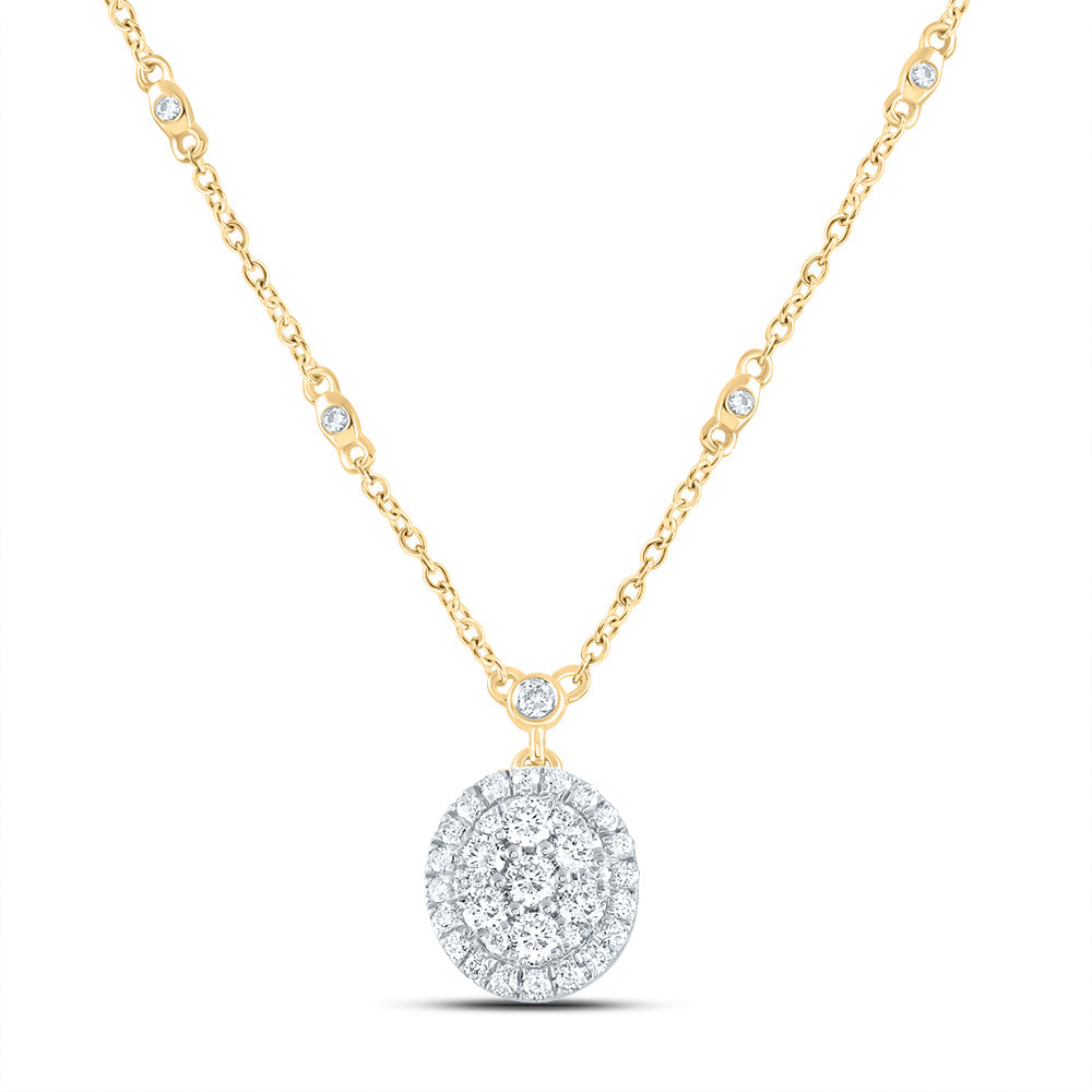 14kt Yellow Gold 5/8 Cttw Natural Diamond Fashion Round Necklace, Length: 18 Inch