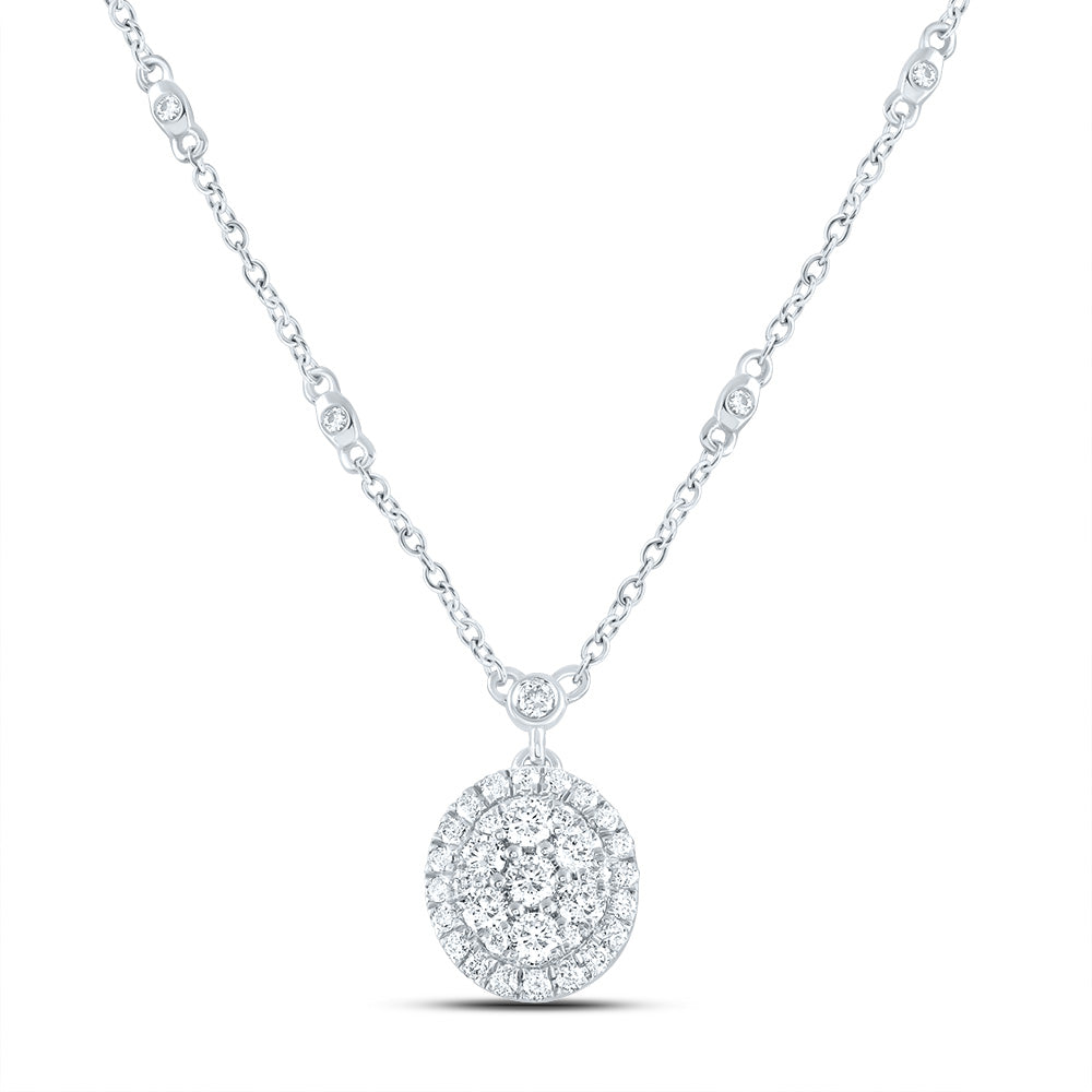 14kt White Gold 5/8 Cttw Natural Diamond Fashion Round Necklace, Length: 18 Inch