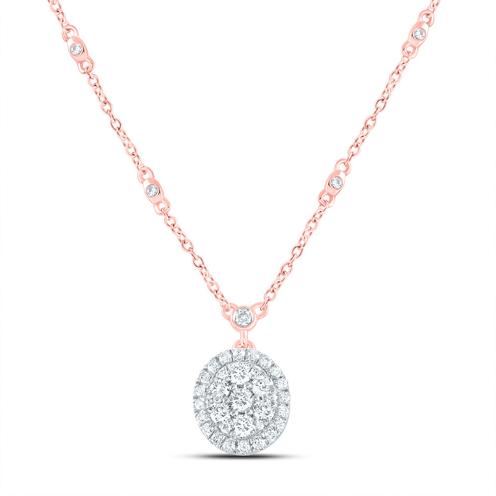 14kt Rose Gold 5/8 Cttw Natural Diamond Fashion Round Necklace, Length: 18 Inch
