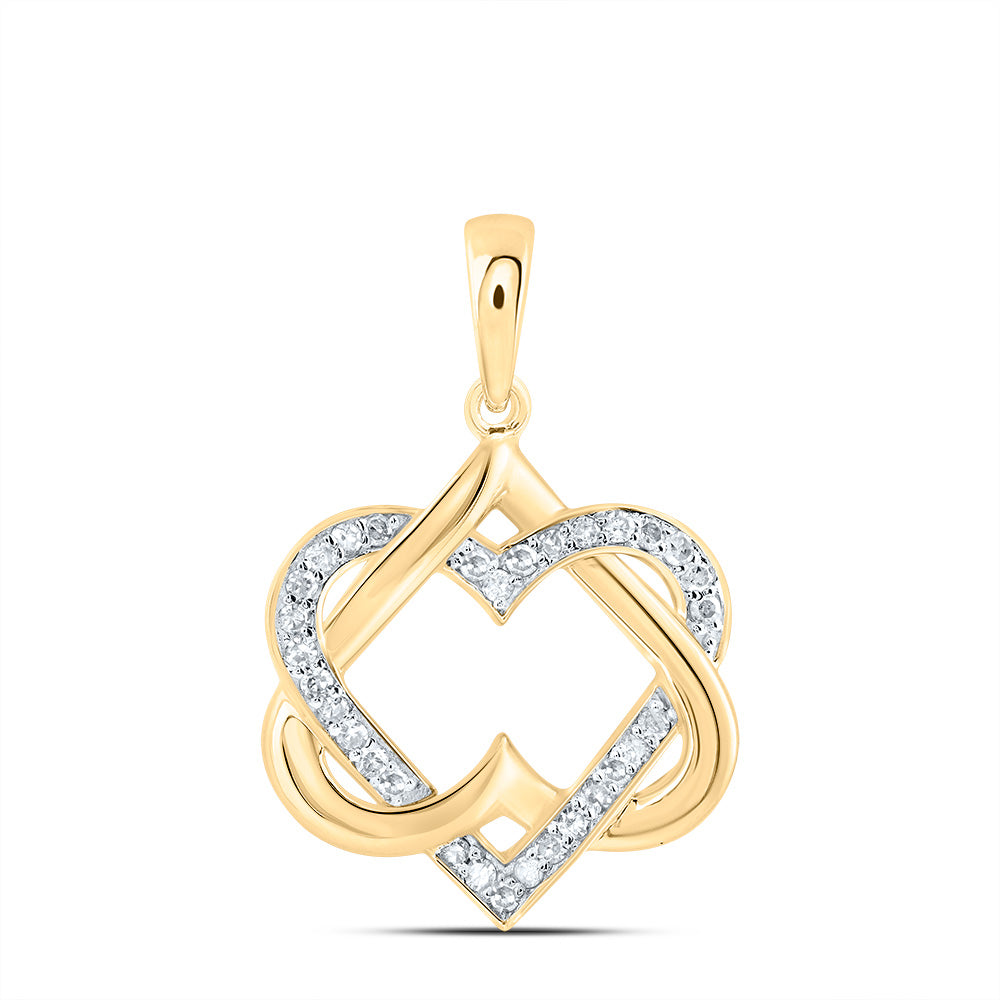 10kt Yellow Gold 1/6 Cttw Natural Diamond Heart Pendant