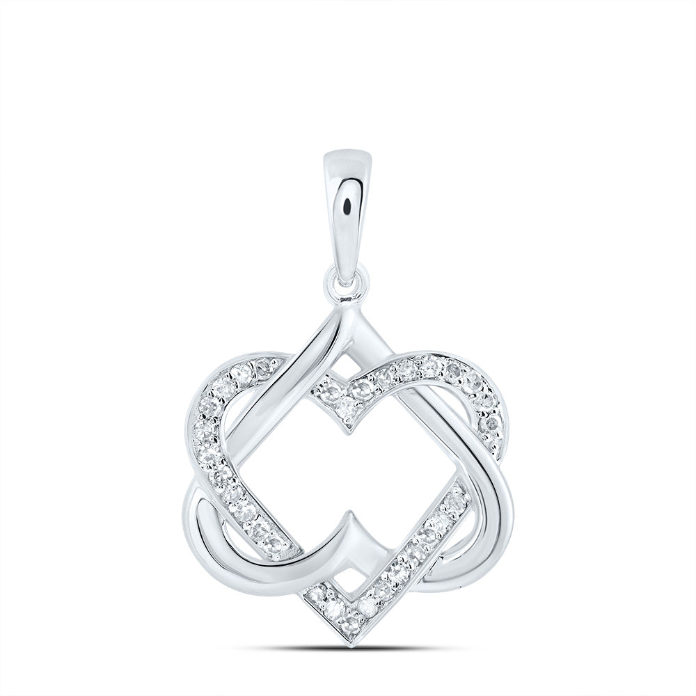 10kt White Gold 1/6 Cttw Natural Diamond Heart Pendant