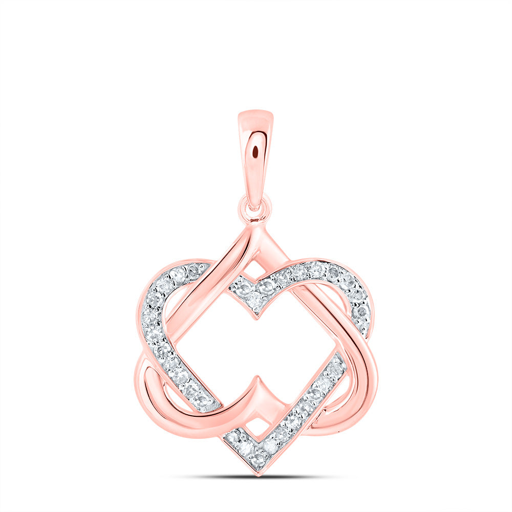 10kt Rose Gold 1/6 Cttw Natural Diamond Heart Pendant