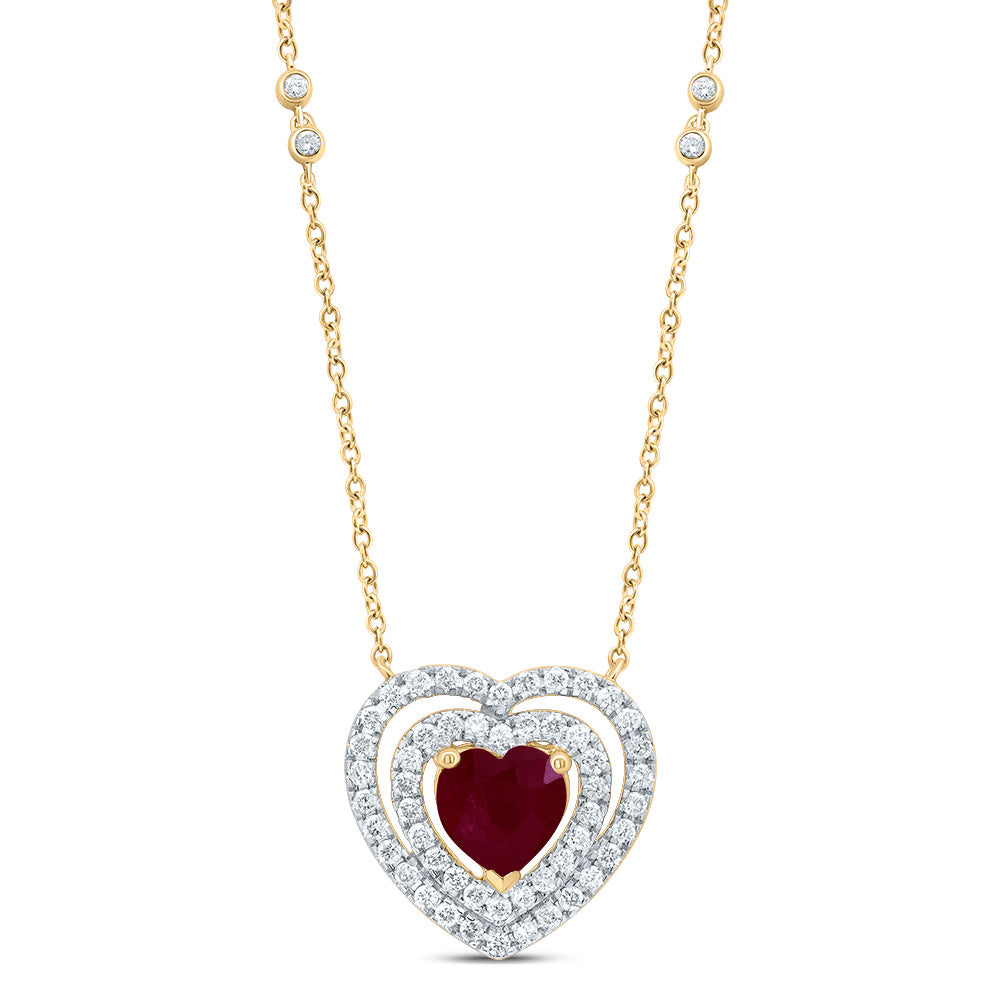 14kt Yellow Or White Or Rose Gold Natural Diamond 6x6 Mm Heart Natural Gem Necklace, Length: 18 Inch