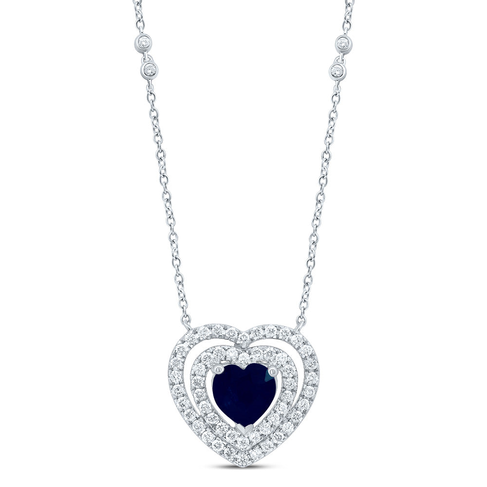 14kt Yellow Or White Or Rose Gold Natural Diamond 6x6 Mm Heart Natural Gem Necklace, Length: 18 Inch