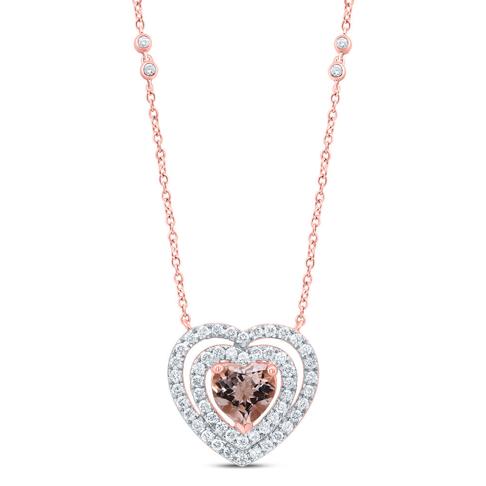 14kt Yellow Or White Or Rose Gold Natural Diamond 6x6 Mm Heart Natural Gem Necklace, Length: 18 Inch