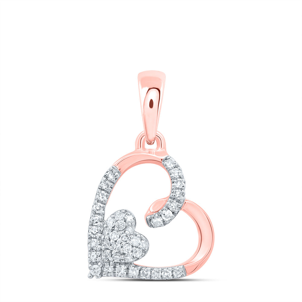 10kt Rose Gold 1/10 Cttw Natural Diamond Heart Pendant