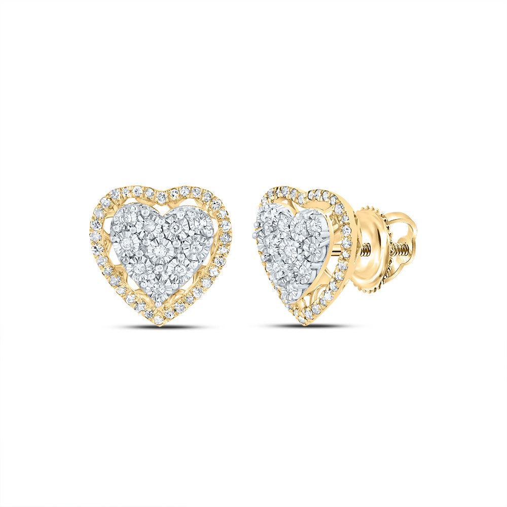 10kt Yellow Or White Or Rose Gold Natural Diamond Heart Earring
