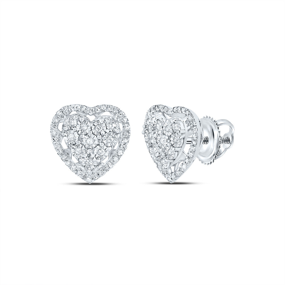 10kt Yellow Or White Or Rose Gold Natural Diamond Heart Earring
