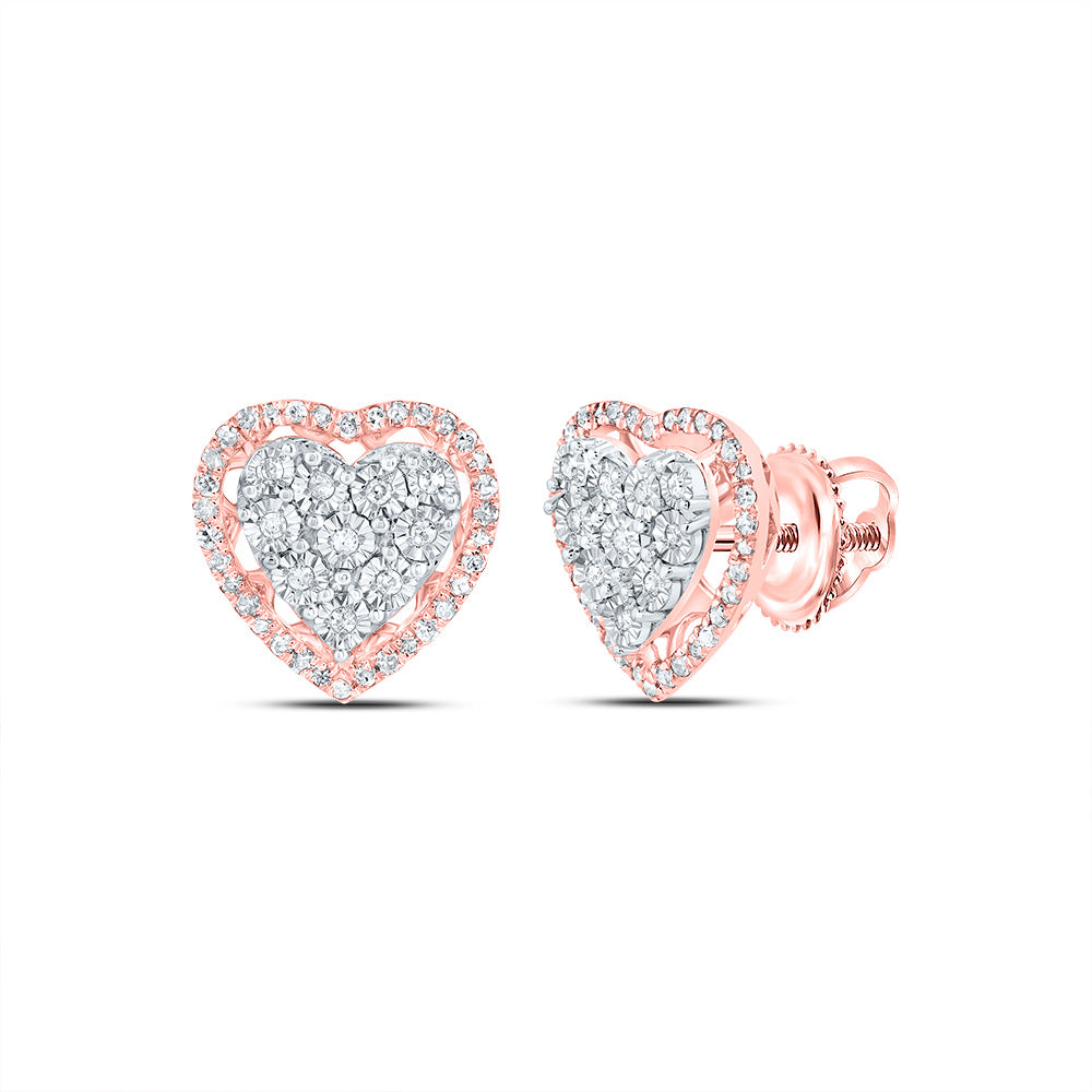 10kt Yellow Or White Or Rose Gold Natural Diamond Heart Earring