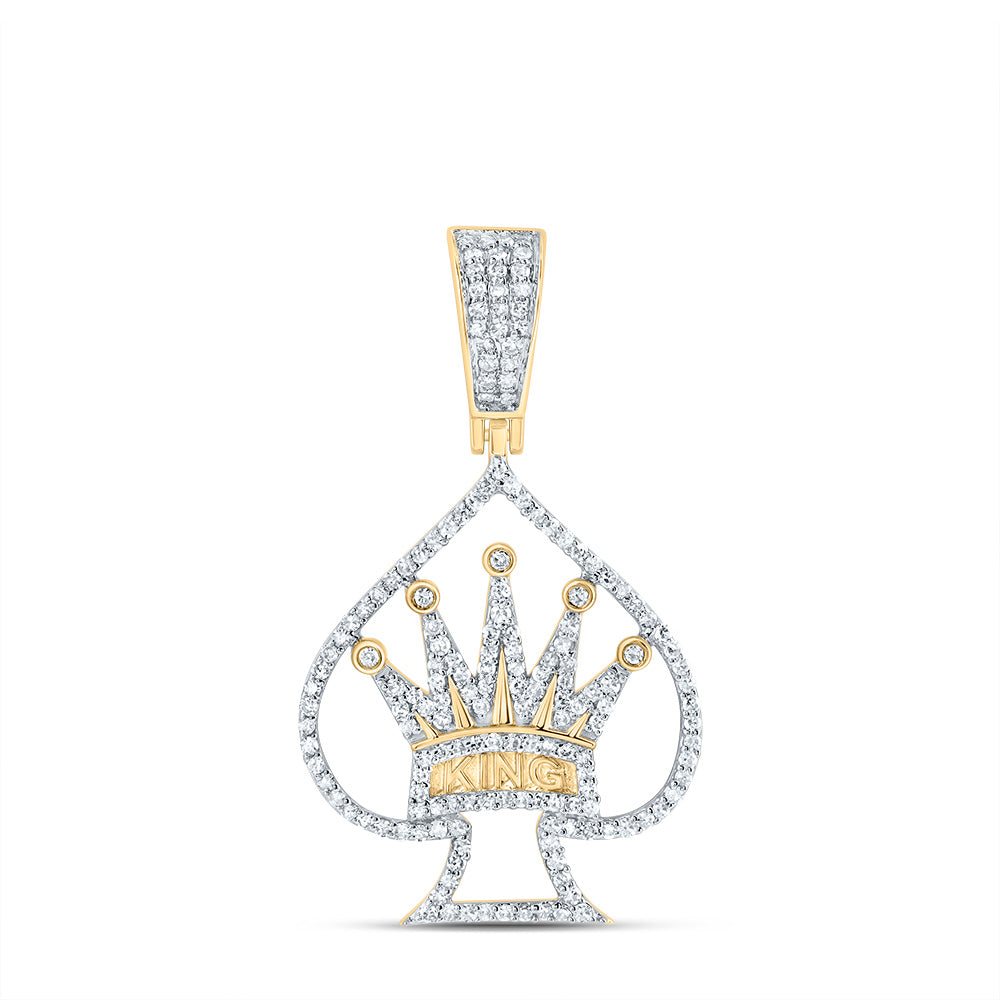 10kt Yellow Gold 5/8 Cttw Natural Diamond King Crown Mens Charm