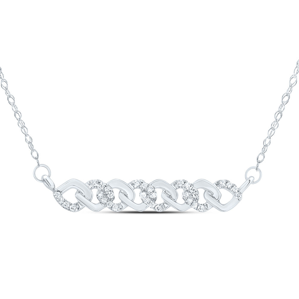 10kt White Gold 1/6 Cttw Natural Diamond 4.90mm Cuban Necklace, Length: 18 Inch