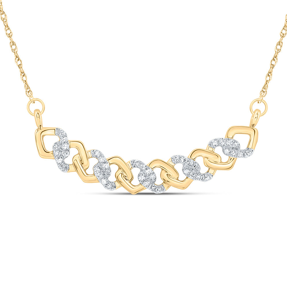 10kt Yellow Gold 1/6 Cttw Natural Diamond 10.4mm Cuban Necklace, Length: 18 Inch