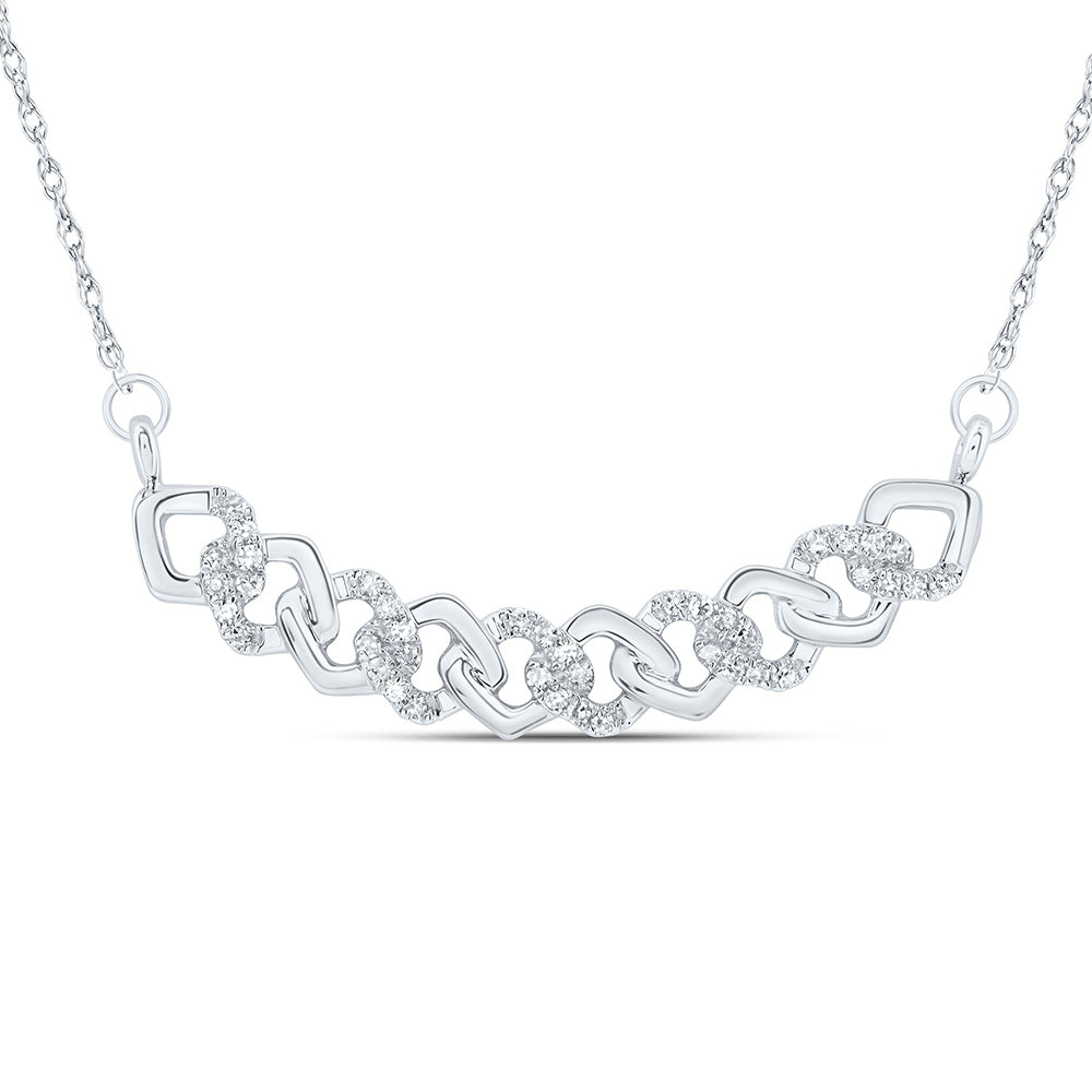 10kt White Gold 1/6 Cttw Natural Diamond 10.4mm Cuban Necklace, Length: 18 Inch