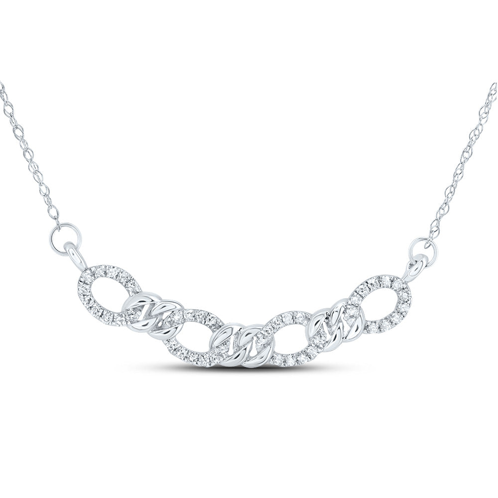 10kt White Gold 1/6 Cttw Natural Diamond 9.20mm Cuban Necklace, Length: 18 Inch