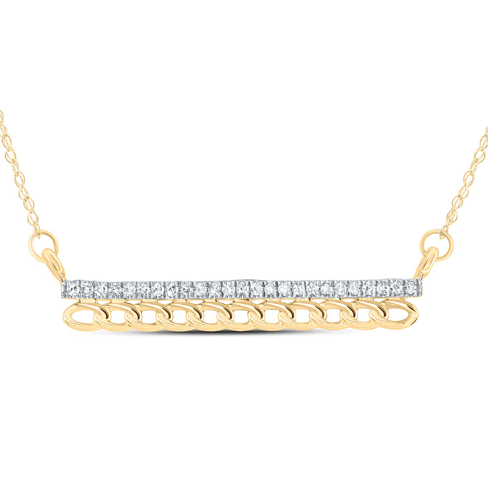 10kt Yellow Gold 1/8 Cttw Natural Diamond 3.40mm Cuban Necklace, Length: 18 Inch