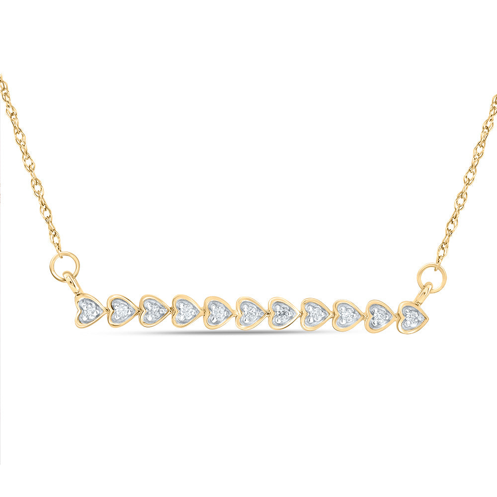 10kt Yellow Gold 1/12 Cttw Natural Diamond 2.90mm Heart Necklace, Length: 18 Inch