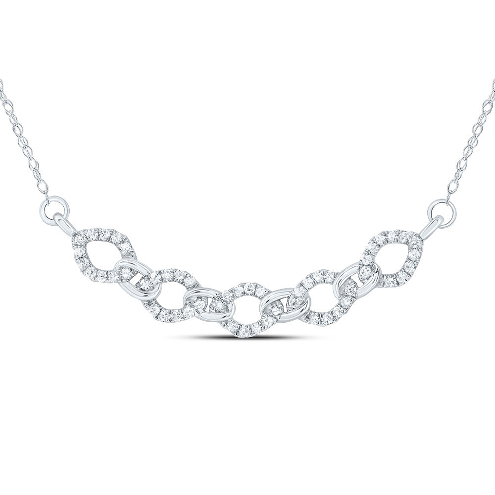 10kt White Gold 1/4 Cttw Natural Diamond 9.60mm Cuban Necklace, Length: 18 Inch