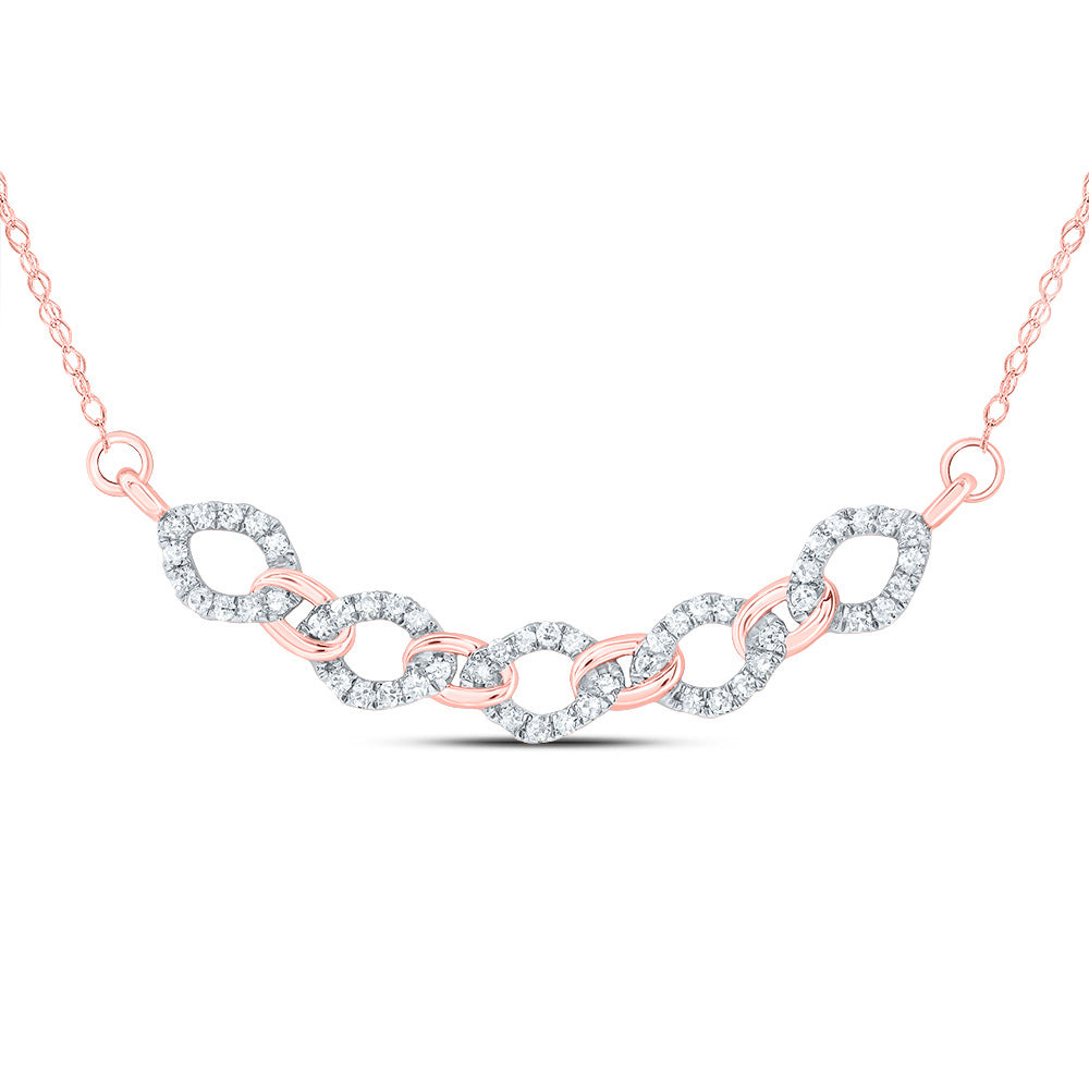 10kt Rose Gold 1/4 Cttw Natural Diamond 9.60mm Cuban Necklace, Length: 18 Inch