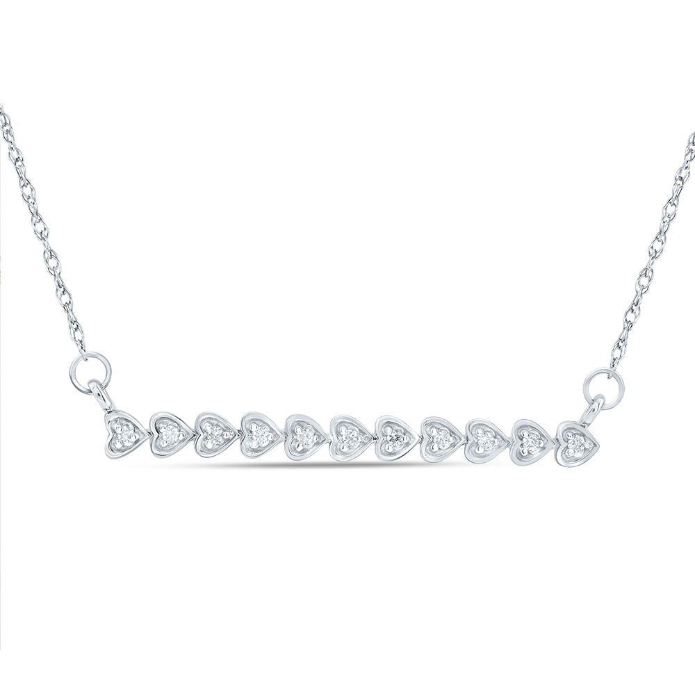 10kt White Gold 1/12 Cttw Natural Diamond 2.90mm Heart Necklace, Length: 18 Inch