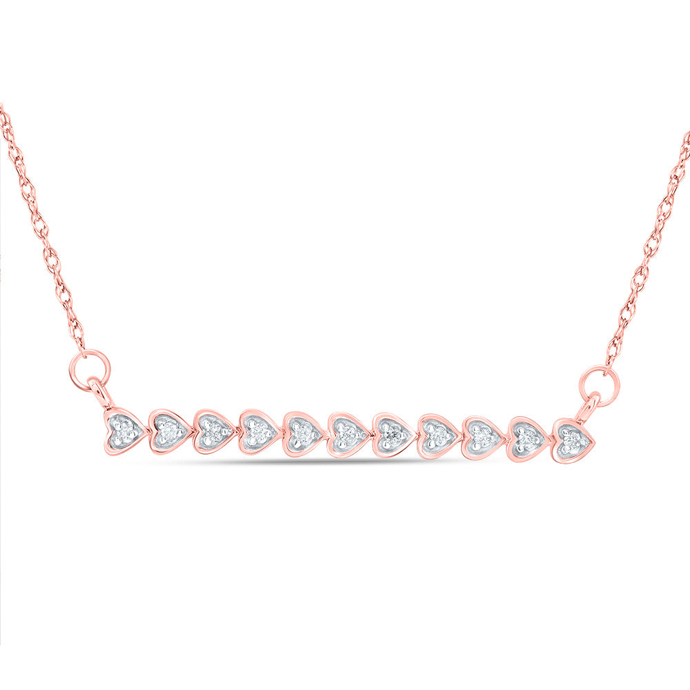 10kt Rose Gold 1/12 Cttw Natural Diamond 2.90mm Heart Necklace, Length: 18 Inch