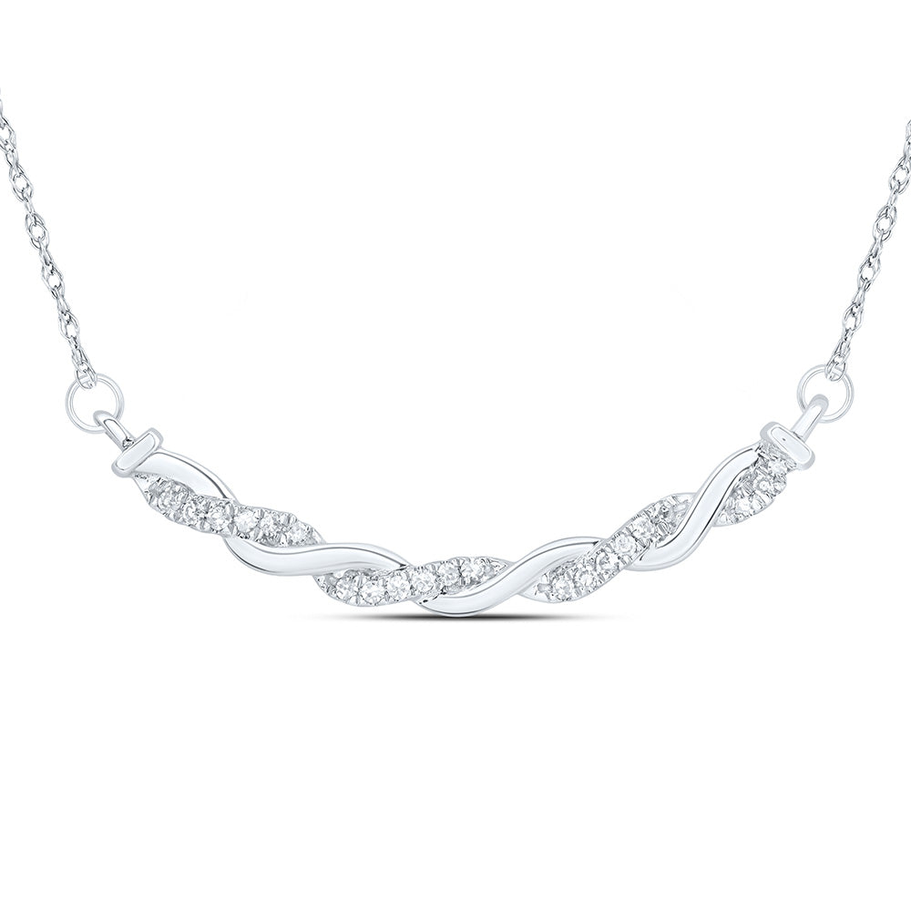 10kt White Gold 1/10 Cttw Natural Diamond 8.10mm Necklace, Length: 18 Inch