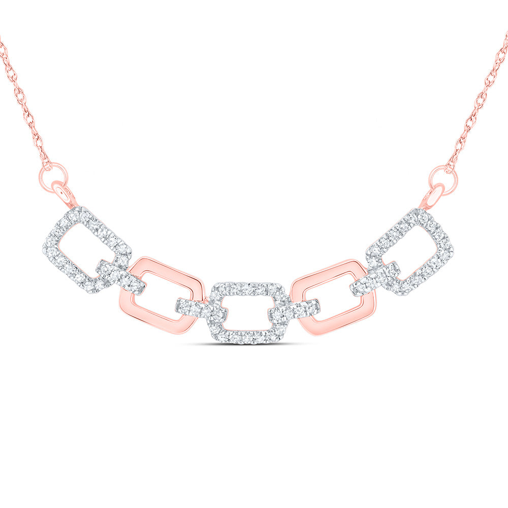 10kt Rose Gold 1/4 Cttw Natural Diamond 11.40mm Cuban Necklace, Length: 18 Inch