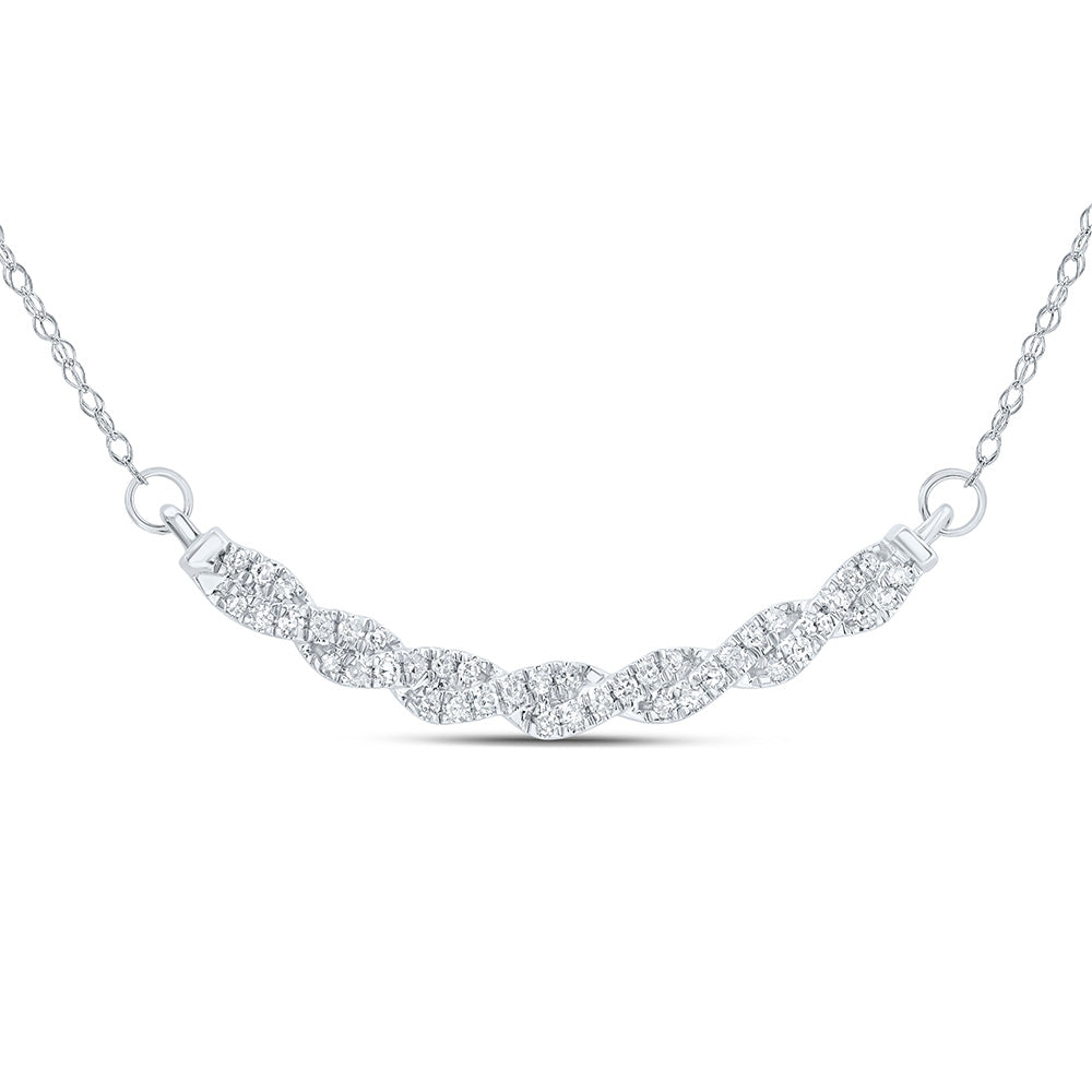 10kt White Gold 1/5 Cttw Natural Diamond 8.10mm Necklace, Length: 18 Inch